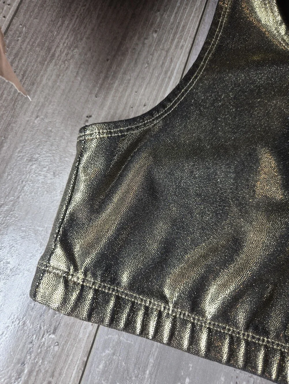 Justice Girls Metallic Cropped Gold Tank Top Size 12 NWOT